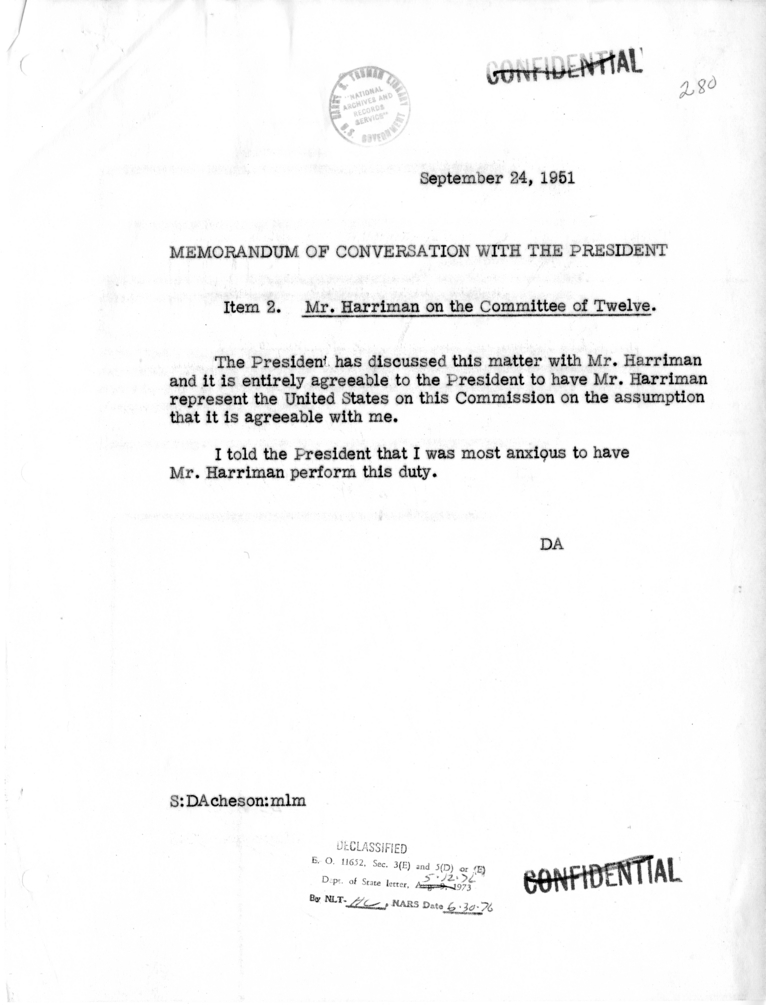 Memorandum of Conversation with the President