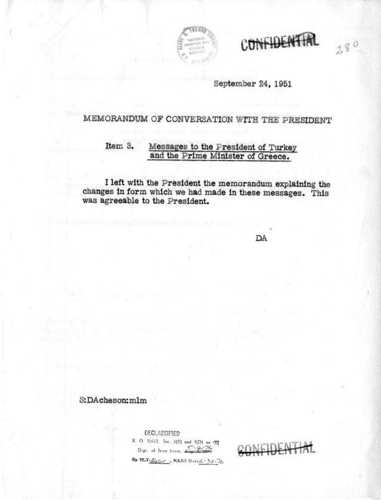 Memorandum of Conversation with the President