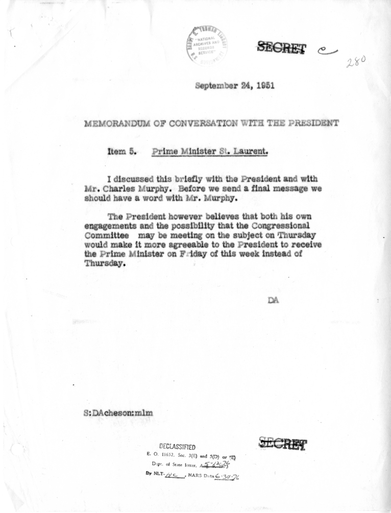 Memorandum of Conversation with the President