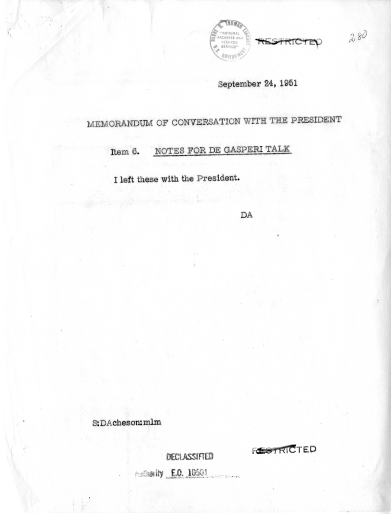 Memorandum of Conversation with the President