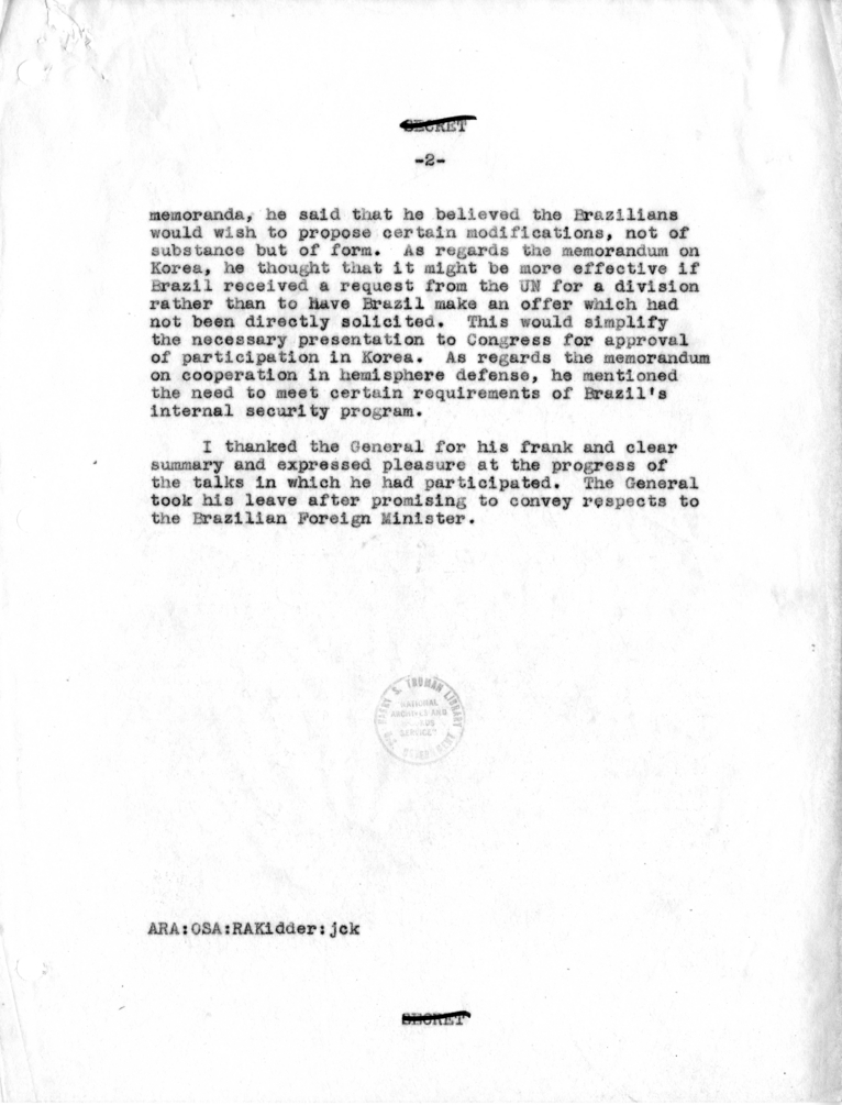 Memorandum of Conversation with General Goes Monteiro, Chief of the General Staff of the Brazilian Armed Forces; Ambassador Mauricio Nabuco of Brazil; and Randolph A. Kidder