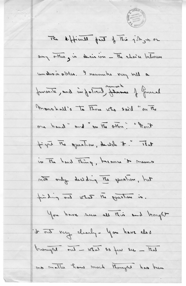 Correspondence Between Mr. McGeorge Bundy and Secretary of State Dean Acheson, with Attachments