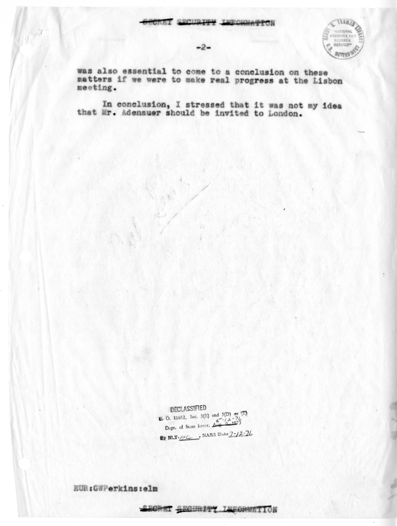 Memorandum of Conversation with Ambassador Henri Bonnet of France and Assistant Secretary of State George Perkins
