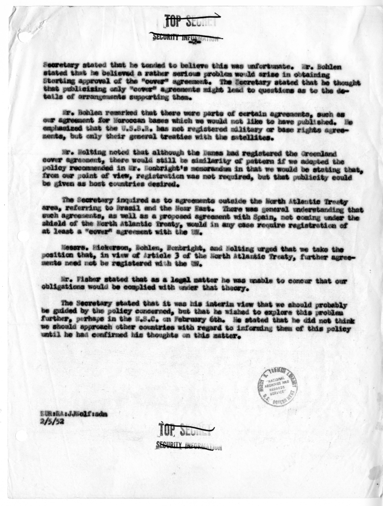 Memorandum of Conversation with Charles Bohlen, Adrian S. Fisher, John D. Hickerson, James C. Bonbright, Frederick Nolting, and Joseph J. Wolf