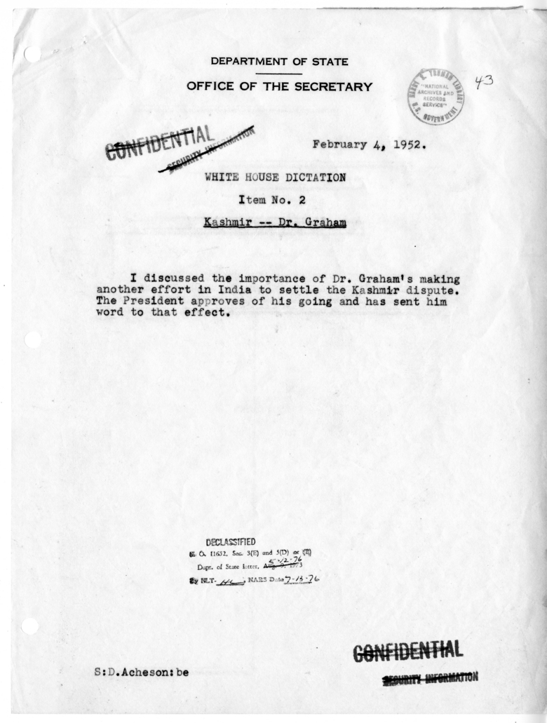 Memorandum of Conversation with President Harry S. Truman