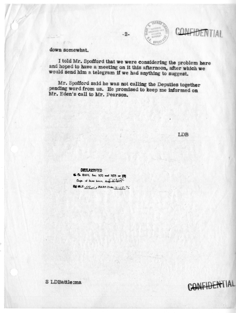 Memorandum of Telephone Conversation with Charles M. Spofford