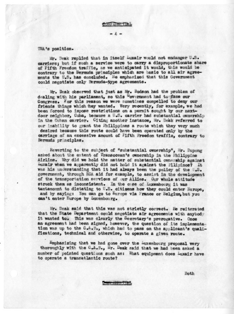 Memorandum of Conversation with Francis Deak, R. D. McClelland, Minister Hughes Le Gallais of Luxembourg, Luxembourg Minister of Transport Victor Bodson, and Lambert Dupong