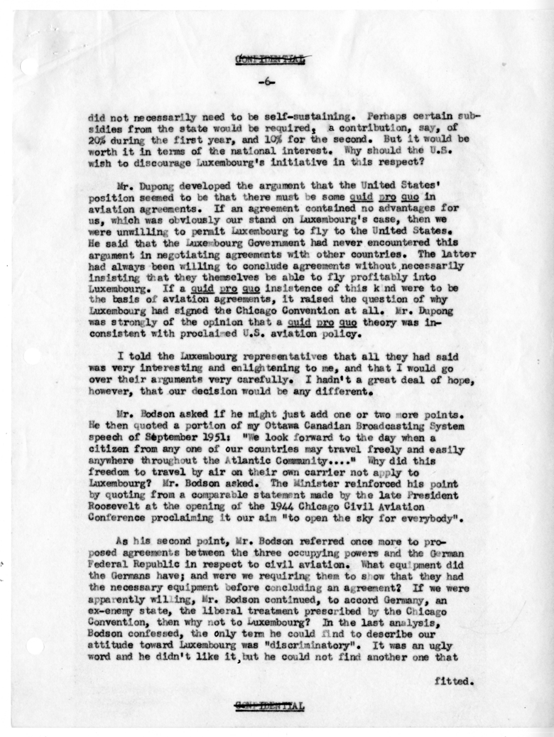 Memorandum of Conversation with Francis Deak, R. D. McClelland, Minister Hughes Le Gallais of Luxembourg, Luxembourg Minister of Transport Victor Bodson, and Lambert Dupong