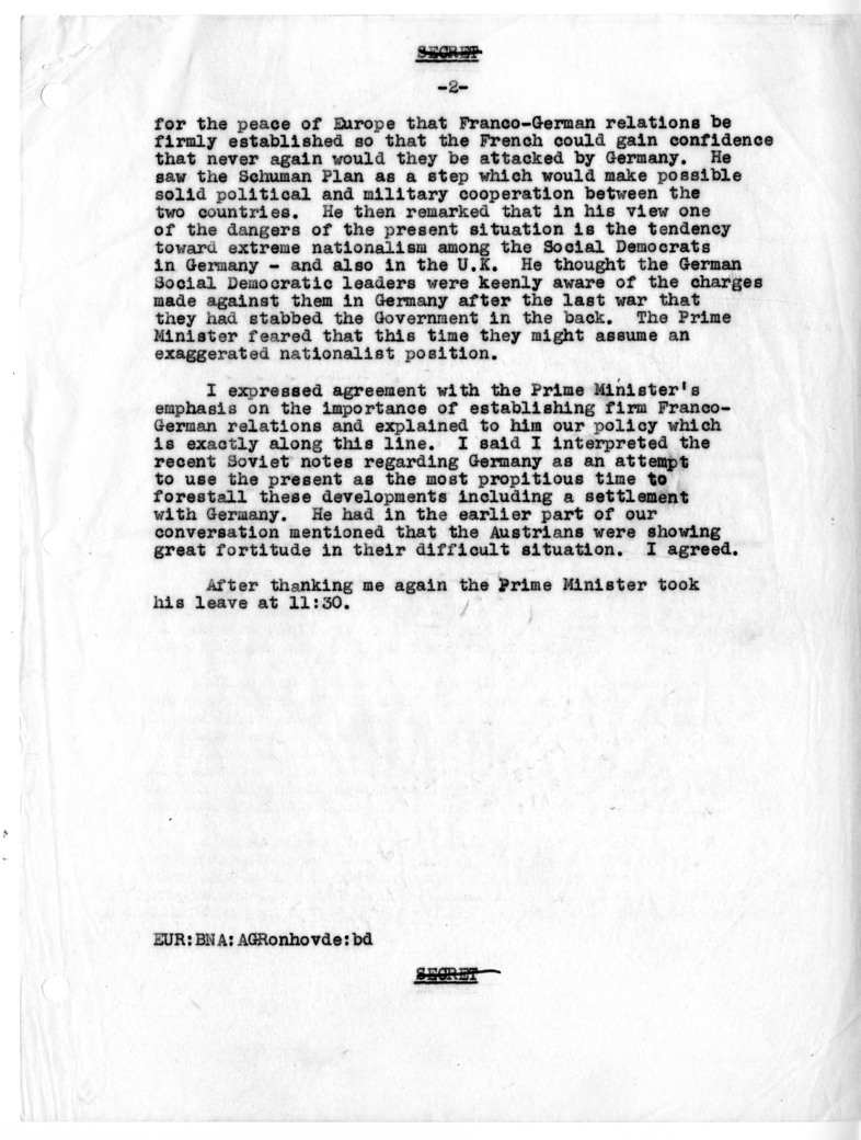 Memoranda of Conversation with Prime Minister Tage Erlander of Sweden, Ambassador Erik Boheman of Sweden, George W. Perkins, and Andreas G. Ronhovde