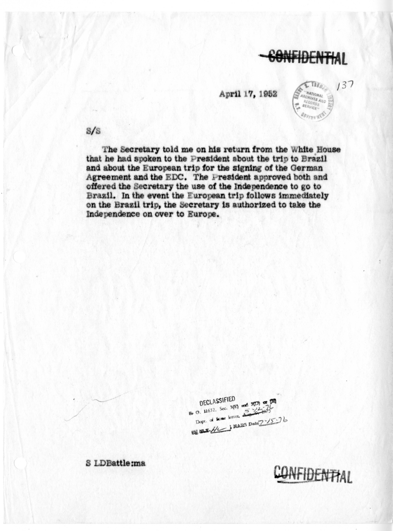 Memorandum of Conversation with the President