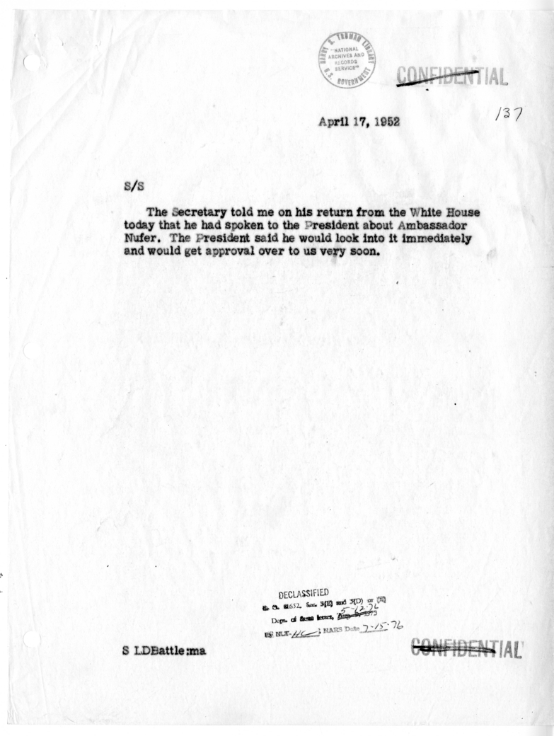 Memorandum of Conversation with the President