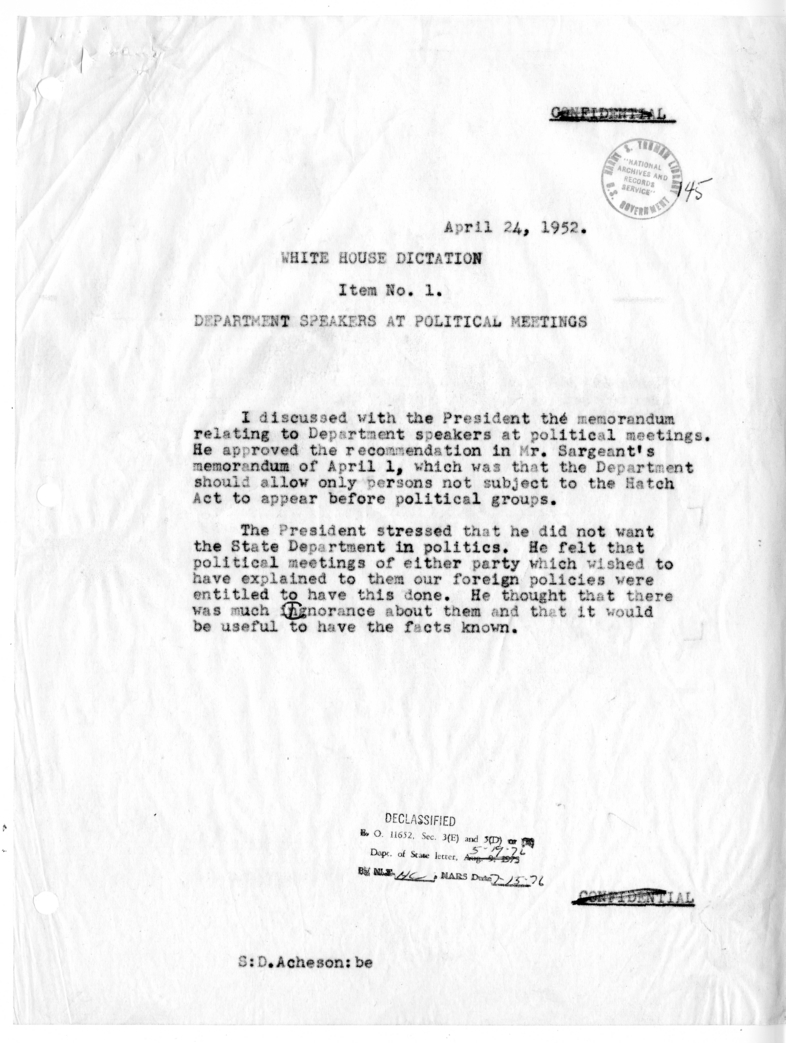 Memorandum of Conversation with the President