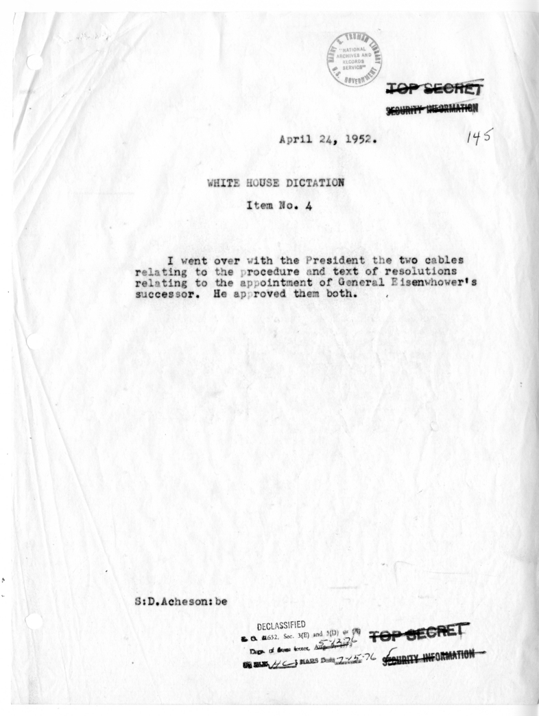 Memorandum of Conversation with the President