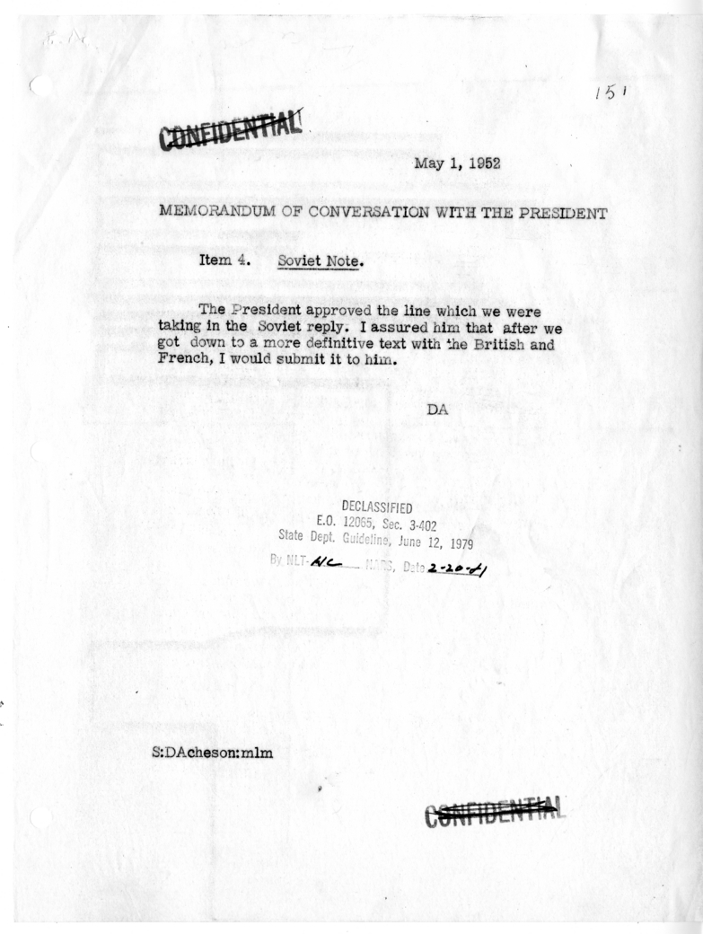 Memorandum of Conversation with the President