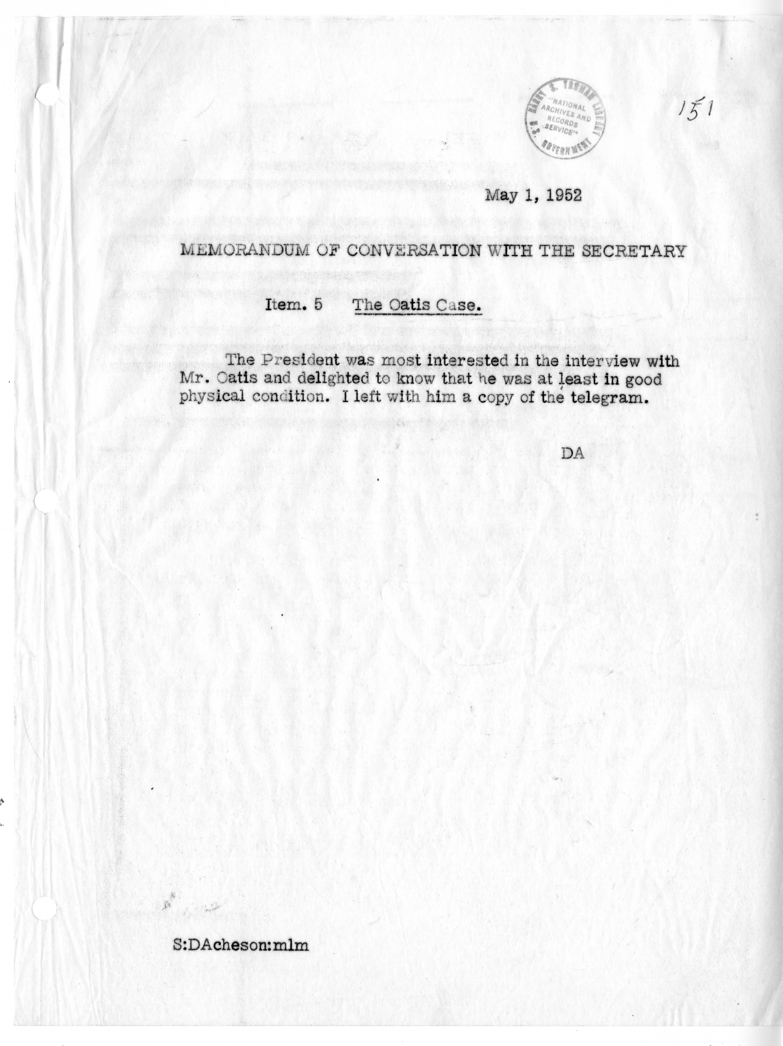 Memorandum of Conversation with the President