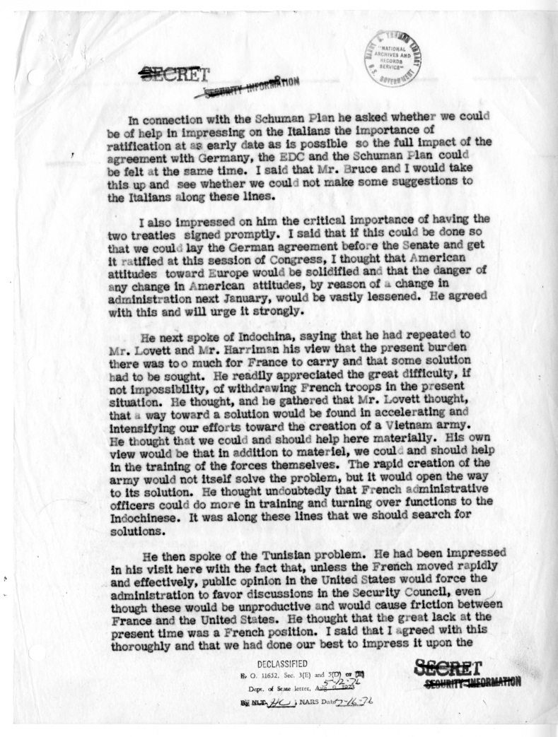 Memorandum of Conversation with Jean Monnet