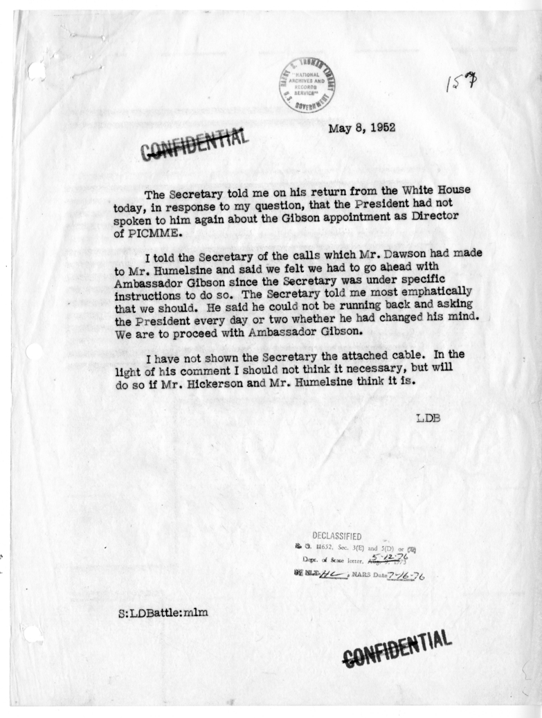 Memorandum of Conversation with the President