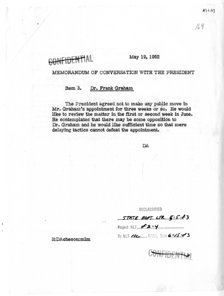 Memorandum of Conversation with the President