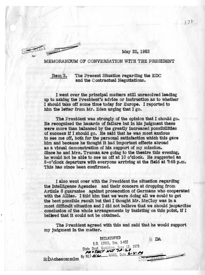 Memorandum of Conversation with the President