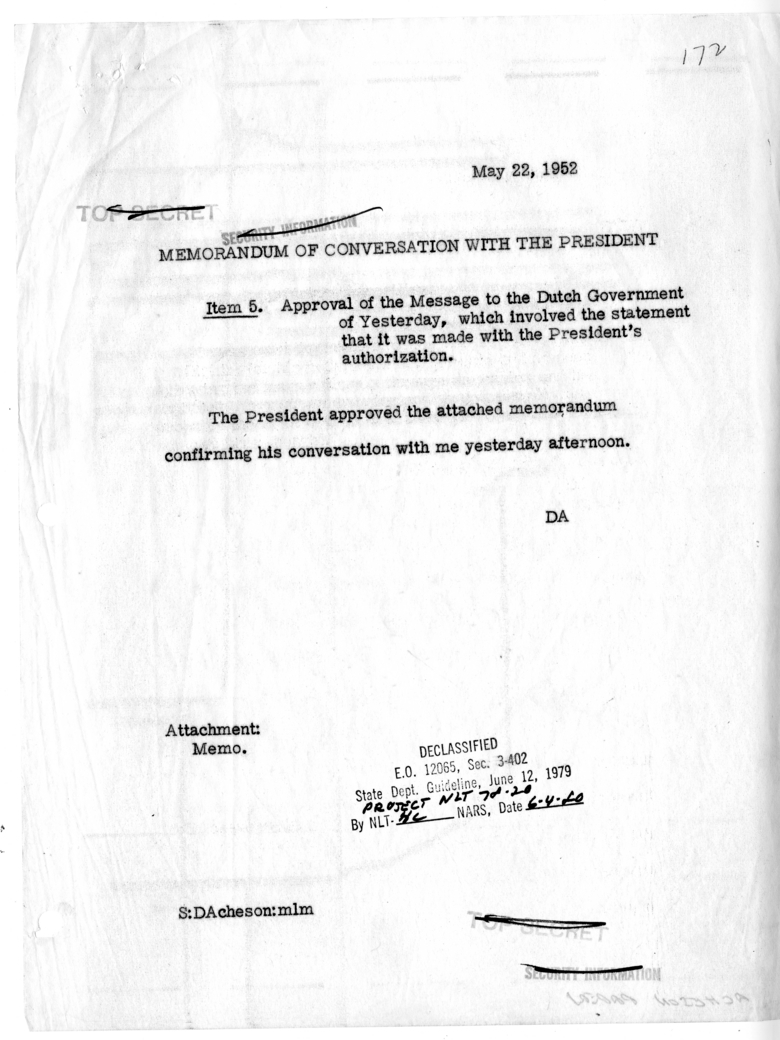 Memorandum of Conversation with the President