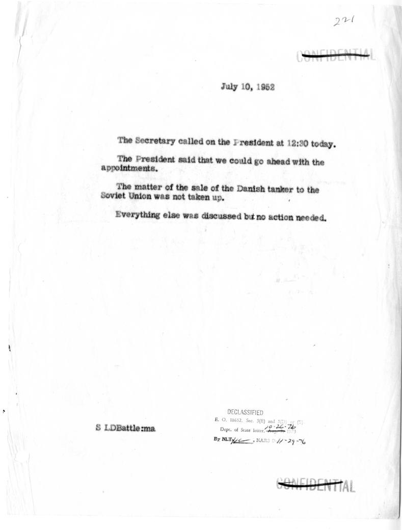 Memorandum of Conversation with the President