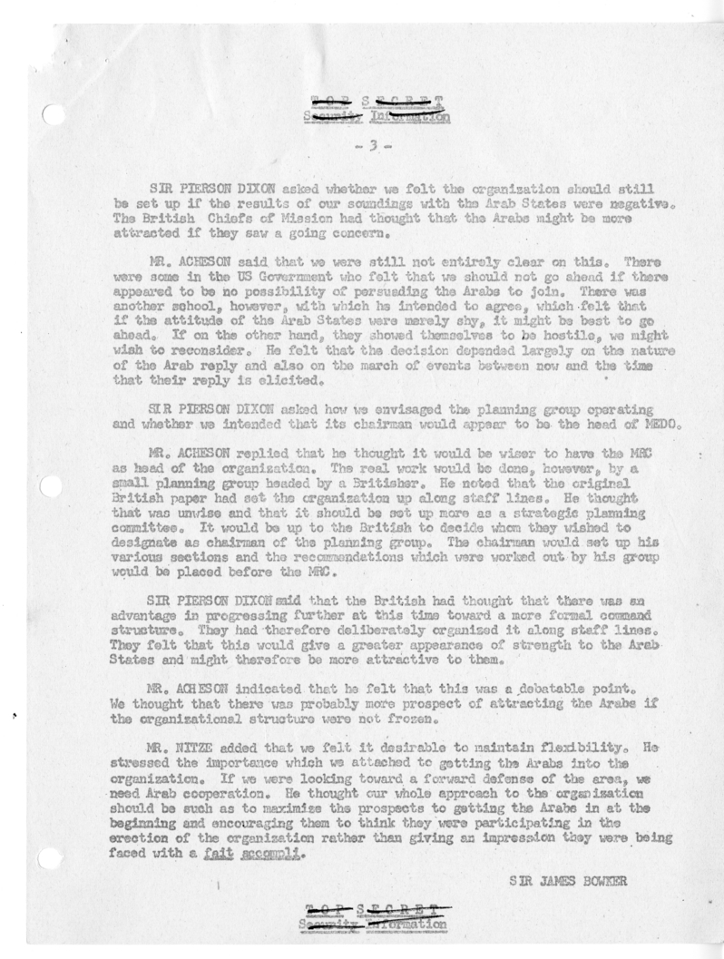 Memorandum of Ministerial Talks with Foreign Secretary Anthony Eden of the United Kingdom, Sir William Strang, United States Ambassador to Great Britain Walter Gifford, and Others