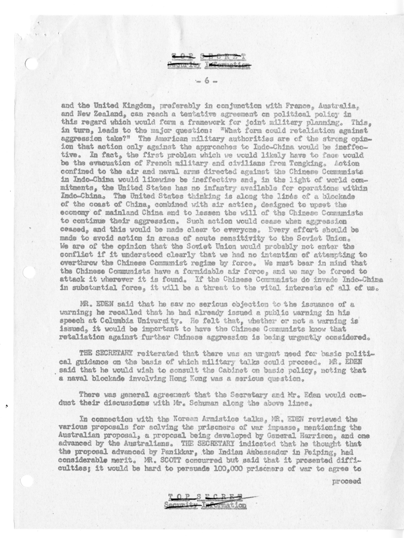 Memorandum of Ministerial Talks with Foreign Secretary Anthony Eden of the United Kingdom, Sir William Strang, United States Ambassador to Great Britain Walter Gifford, and Others