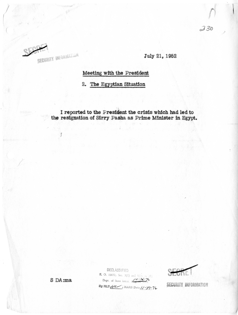 Memorandum of Conversation with President Harry S. Truman