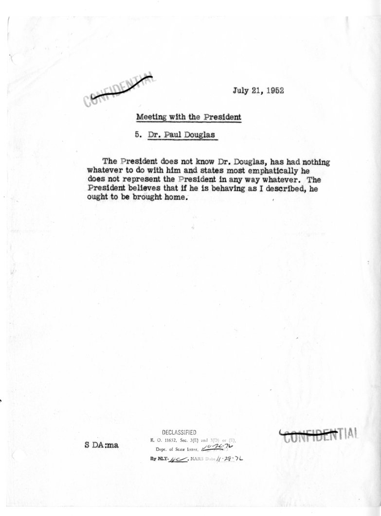 Memorandum of Conversation with President Harry S. Truman