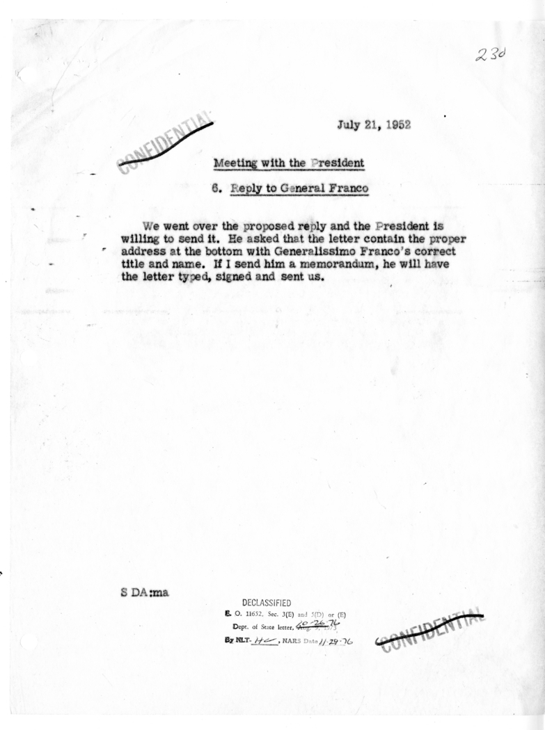 Memorandum of Conversation with President Harry S. Truman