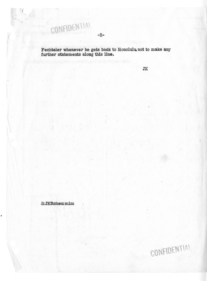 Memorandum of Telephone Conversation with Secretary of Defense Robert Lovett