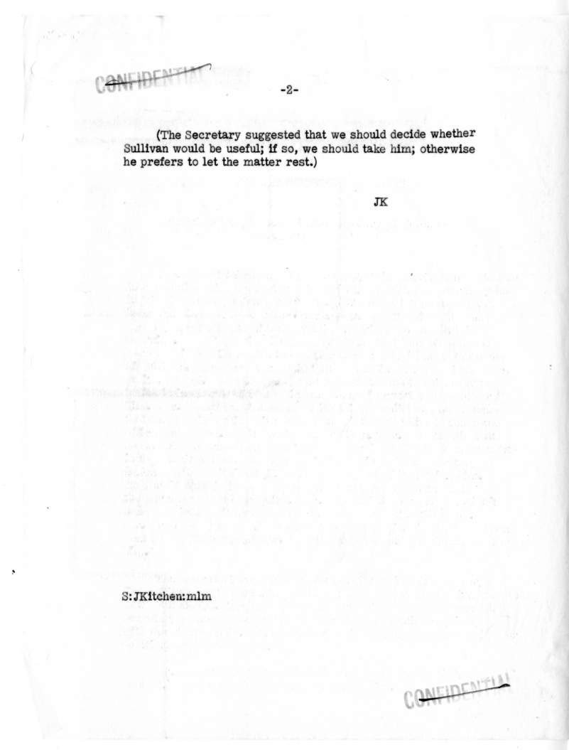 Memorandum of Telephone Conversation with Secretar of Defense Robert Lovett