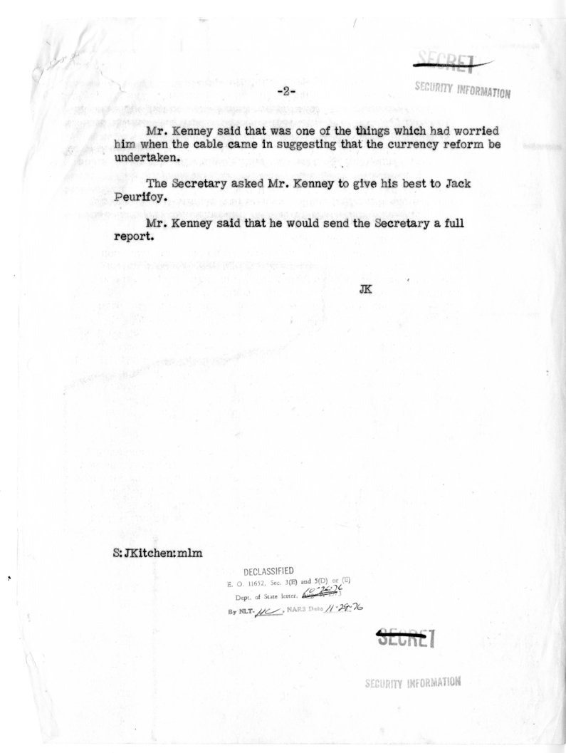 Memorandum of Telephone Conversation with W. John Kenny
