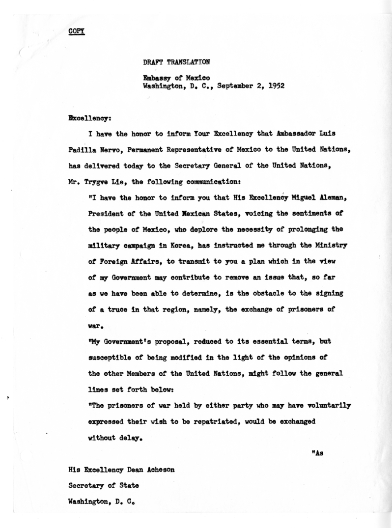 Memorandum of Conversation with Ambassador Senor Don Rafael de la Colina of Mexico, Minister-Counselor Senor Don Rafael Nieto of the Embassy of Mexico, Thomas C. Mann, and John M. Allison