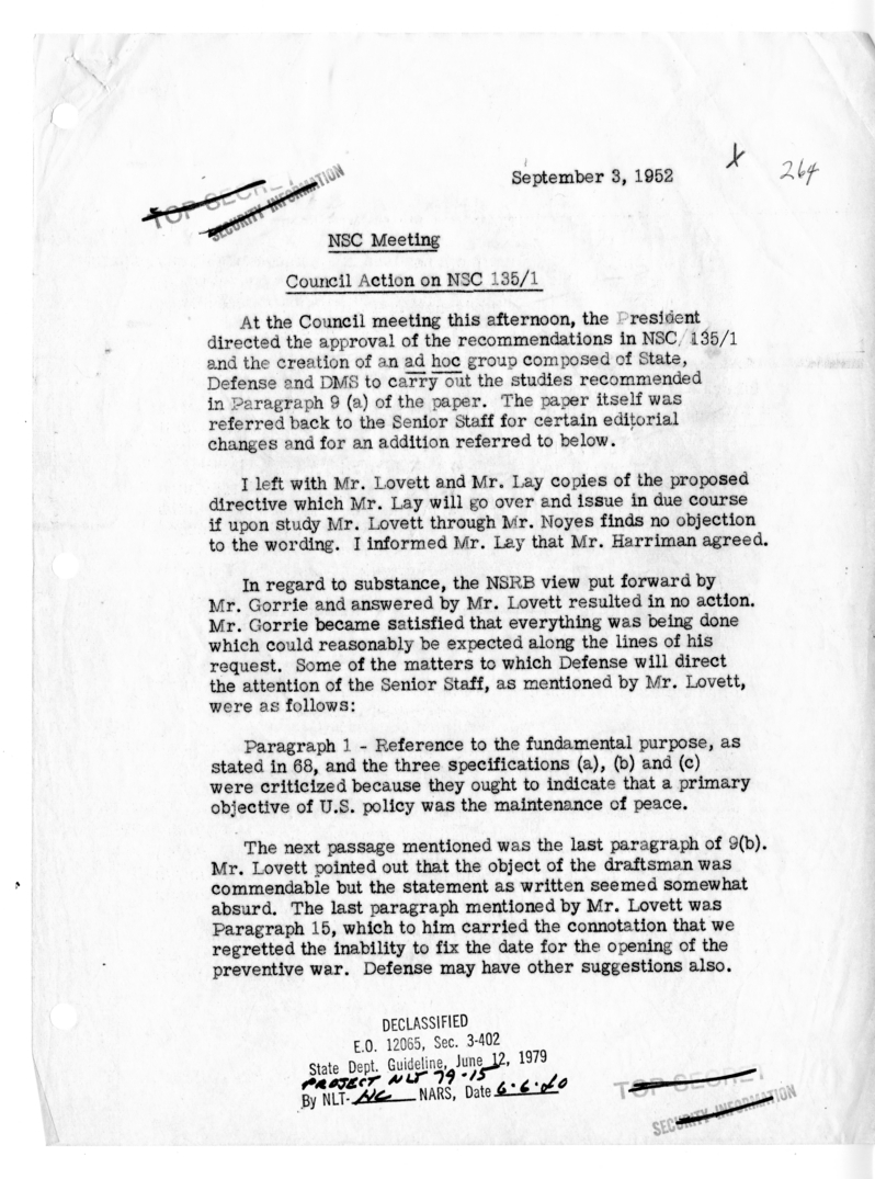 Memorandum of Conversation at the National Security Council Meeting
