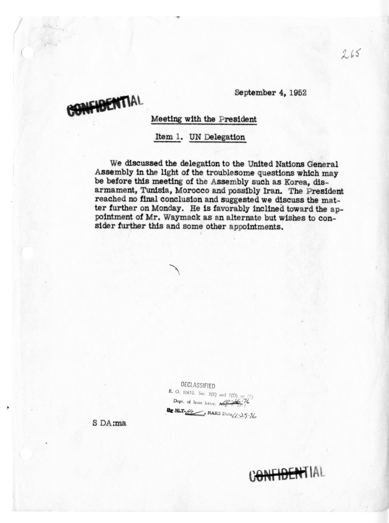 Memorandum of Conversation with President Harry S. Truman
