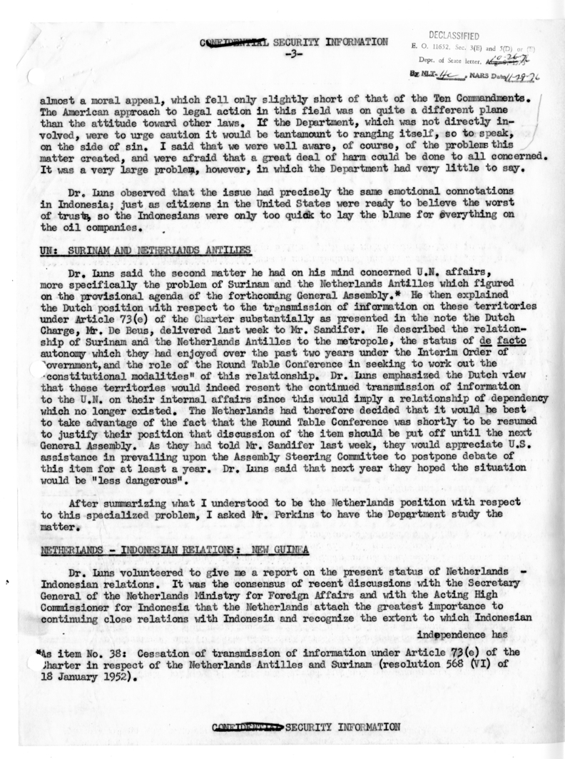 Memorandum of Conversation with Foreign Minister Joseph M. A. H. Luns of the Netherlands, Ambassador Dr. S. Herman van Roijen of the Netherlands, George W. Perkins, and R. D. McClelland