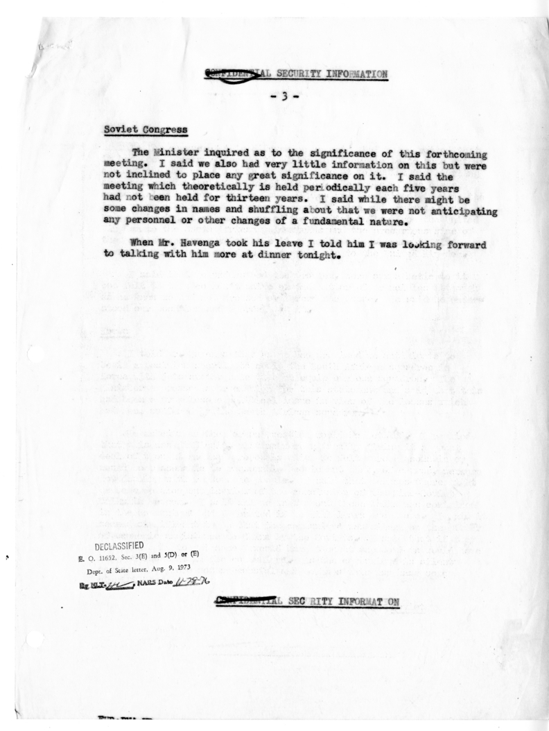 Memorandum of Conversation with Deputy Prime Minister N. C. Havenga of South Africa; Ambassador G. P. Jooste of South Africa, and G. Hayden Raynor
