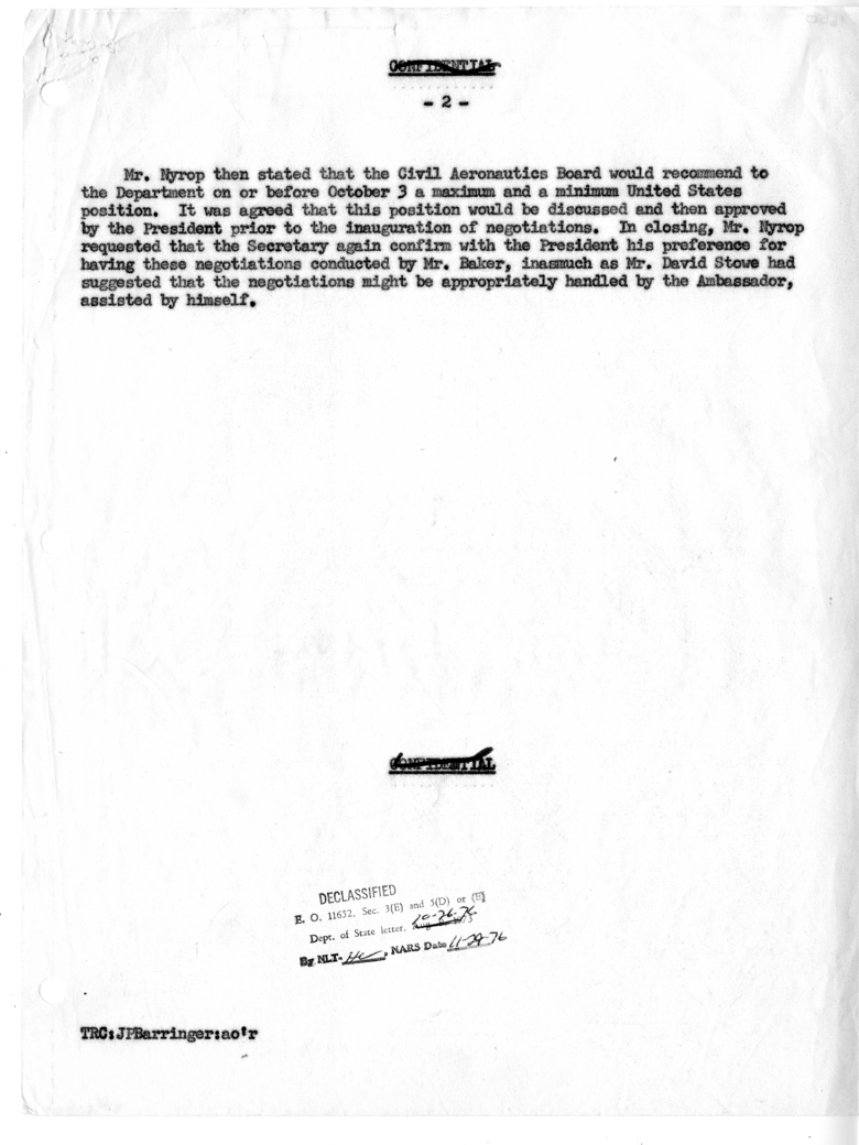 Memorandum of Conversation with Donald W. Nyrop; Willard Thorp; Thomas C. Mann; J. Paul Barringer; and Mr. Schaetzel