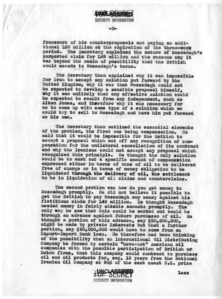 Memorandum of Conversation with Secretary of the Treasury John Snyder; Andrew N. Overby; Secretary of Defense Robert Lovett; General Omar Bradley; Attorney General James McGranery; Leonard J. Emmerglick; and Paul Nitze