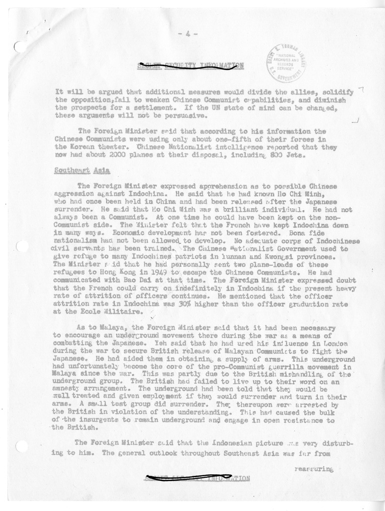 Memorandum of Conversation with Foreign Minister George Yeh of China, Ambassador David M. Key, and Walter P. McConaughy