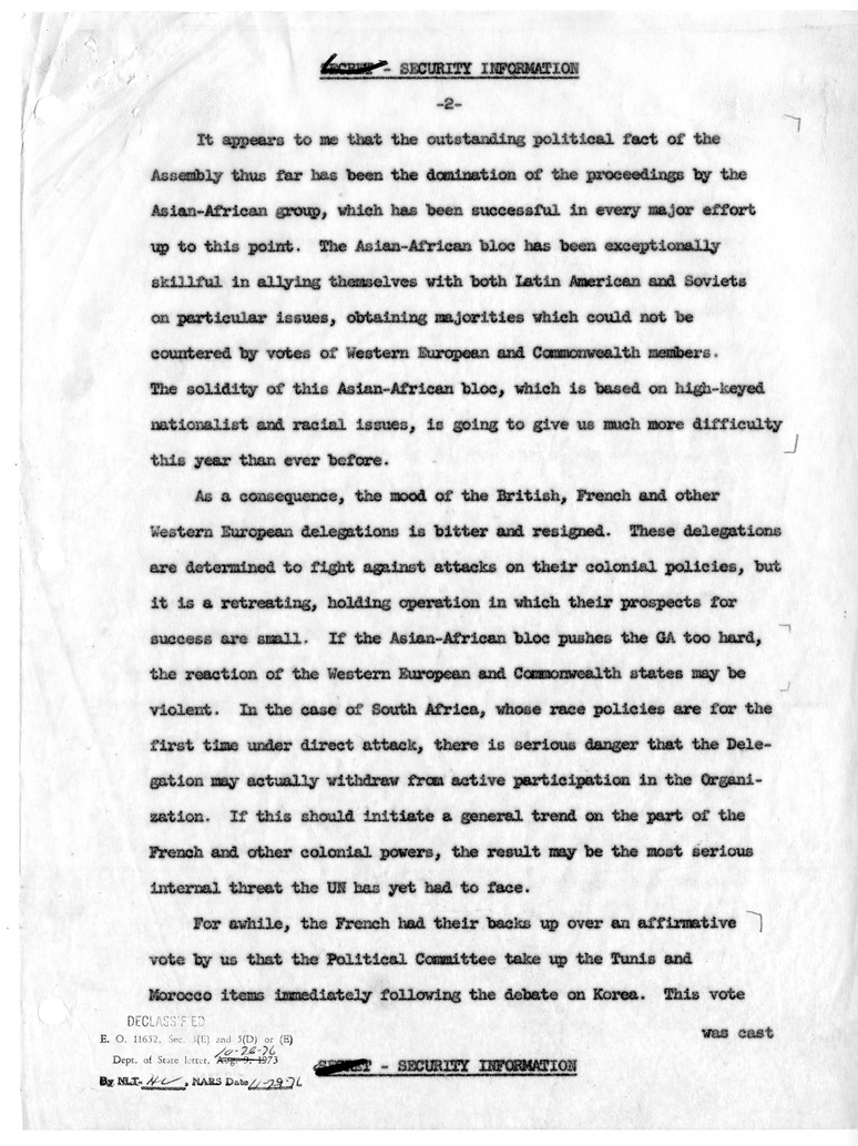 Letter from Secretary of State Dean Acheson to President Harry S. Truman