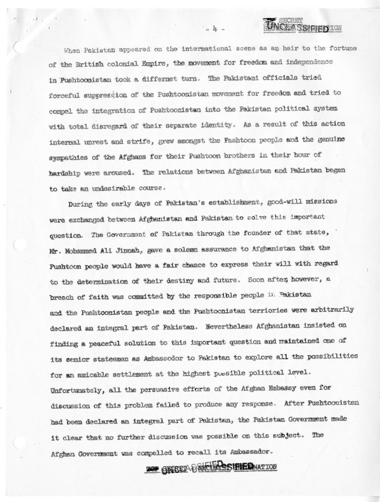 Memorandum of Conversation with Ambassador H.R.H. Prince Naim of Afghanistan, Chairman Mohammed Kabir Khan Louddin of the Afghan Delegation to the United Nations, Edwin Plitt, and William Witman, with Attachment