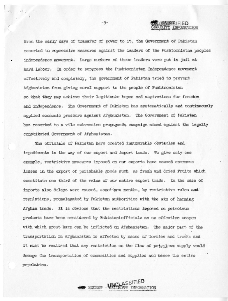 Memorandum of Conversation with Ambassador H.R.H. Prince Naim of Afghanistan, Chairman Mohammed Kabir Khan Louddin of the Afghan Delegation to the United Nations, Edwin Plitt, and William Witman, with Attachment
