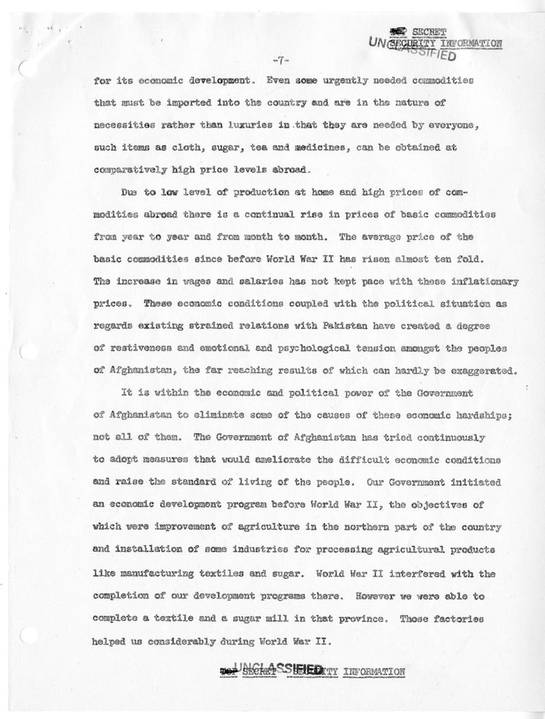 Memorandum of Conversation with Ambassador H.R.H. Prince Naim of Afghanistan, Chairman Mohammed Kabir Khan Louddin of the Afghan Delegation to the United Nations, Edwin Plitt, and William Witman, with Attachment