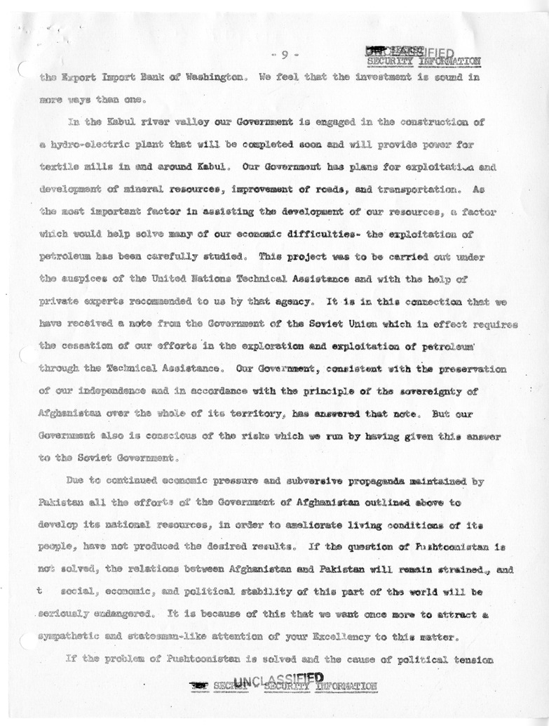 Memorandum of Conversation with Ambassador H.R.H. Prince Naim of Afghanistan, Chairman Mohammed Kabir Khan Louddin of the Afghan Delegation to the United Nations, Edwin Plitt, and William Witman, with Attachment