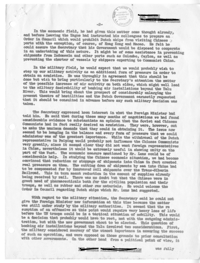 Memorandum of Conversation with Foreign Minister J. M. A. H. Luns of the Netherlands and Homer Byington
