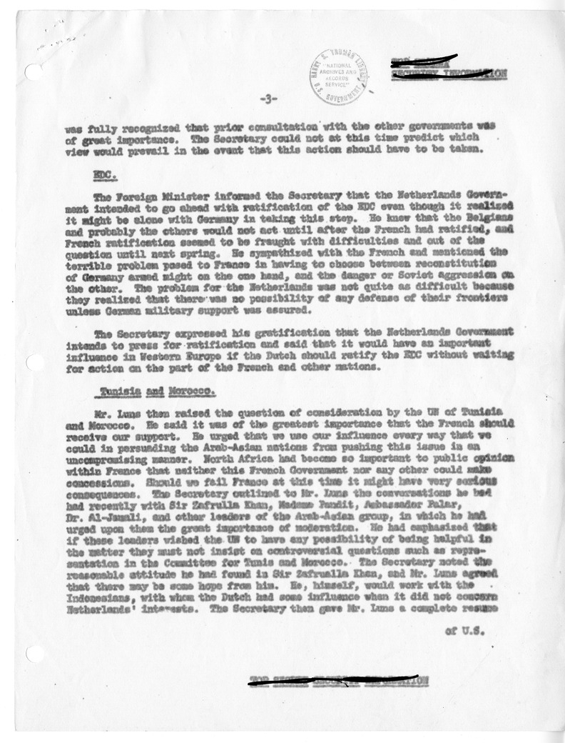 Memorandum of Conversation with Foreign Minister J. M. A. H. Luns of the Netherlands and Homer Byington
