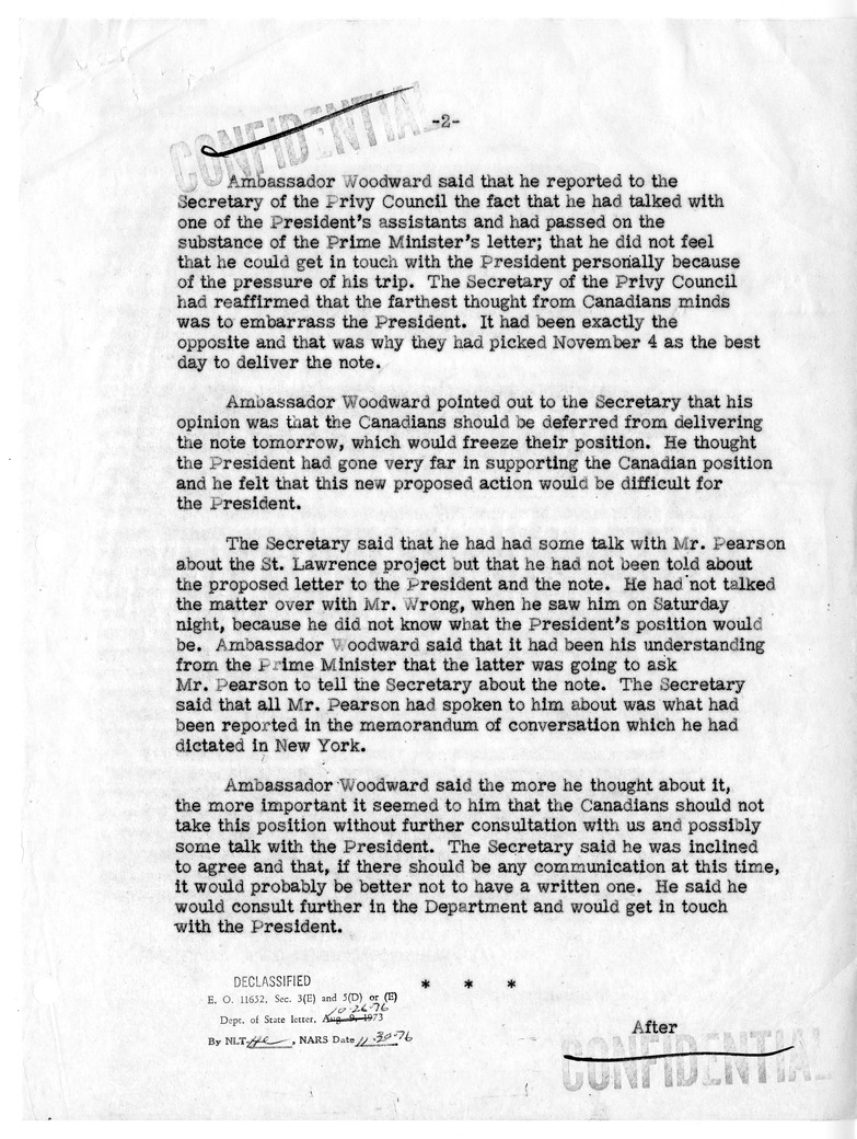 Memorandum of Telephone Conversation with Ambassador Stanley Woodward
