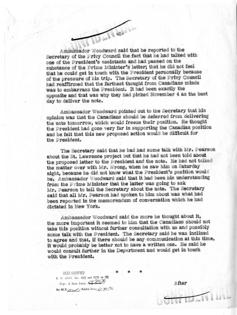 Memorandum of Telephone Conversation with Ambassador Stanley Woodward
